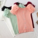 T-shirt élastique pour femmes avec boutons 1