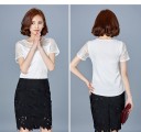 T-shirt en dentelle pour femmes - Blanc 2