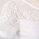 T-shirt en dentelle pour femmes - Blanc 4