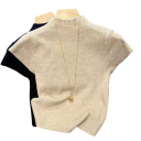 T-shirt en tricot pour femmes en coton et polyester à manches courtes T-shirt tricoté uni avec décolleté rond Style élégant et confortable 3