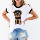 T-shirt feminina com estampa de cão A1320 3