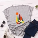 T-shirt feminina com estampado colorido B162 8