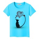 T-shirt feminina com estampado de gato B386 2