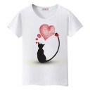 T-shirt feminina com estampado de gato B386 1