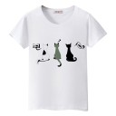 T-shirt feminina com estampado de gatos 2