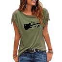 T-shirt feminina com estampado de guitarra 14
