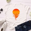 T-shirt feminina com estampado de pôr do sol 8