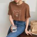 T-shirt feminina com estampado de urso 1