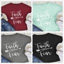 T-shirt feminina com estampado Faith Over Fear J2424 3