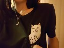 T-shirt feminina com gato J1793 3