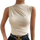 T-shirt Feminina Decote Redondo Alças Largas T-shirt de Verão em Poliéster e Spandex para Conforto Diário 3