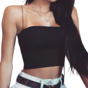 T-shirt feminina lisa com decote redondo e alças finas, top leve em poliéster, corte confortável para o verão e sobreposição 3