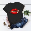 T-shirt femme avec impression drôle de bouche 2