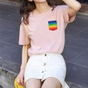 T-shirt femme avec poche arc-en-ciel 3