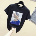 T-shirt för kvinnor med 3D hårmotiv 5