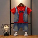 T-shirt garçon avec gilet et shorts L1141 16