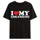 T-shirt homme avec l’inscription I LOVE MY GIRLFRIEND T-shirt imprimé drôle T-shirt en coton à manches courtes Cadeau pour partenaire T-shirt 1