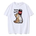 T-shirt med en tegneseriekat, der drikker limonade. Sjovt print DUN DUN. Sødt motiv til dyreelskere. Afslappet stil. Original gave. 1