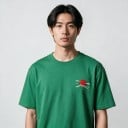 T-Shirt mit kurzem Ärmel und Druck eines Sportwagens im japanischen Stil mit roter Sonne und Bergen auf dem Rücken und der Brust unisex 6