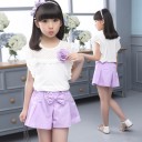 T-shirt pour fille avec rose et shorts 1