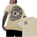 T-shirt pour homme à manches courtes avec impression de casque de motard et inscription Caffeine & Gasoline au dos et sur la poitrine 8