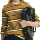 T-shirt rayé à manches longues pour femme T-shirt décontracté à la mode avec col rond Style rétro élégant pour la ville et à la maison 4