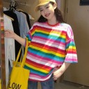 T-shirt rayé pour femmes multicolore 2