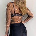 T-shirt transparent pour femmes avec perles 2