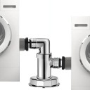 T-spoleta dupla rotativa para o dreno do chão da máquina de lavar, cromada, adaptador universal de mangueira para máquina de lavar e triturador de resíduos, descarga gravitacional 3