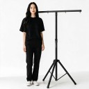 T-stativ för scenljus med en tvärstång 95 cm och höjd 100 till 180 cm med 4 fästen för lampor svart för reflektorer 4