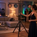T-Stativ für Bühnenlichter mit einer Querstrebe von 95 cm und einer Höhe von 100 bis 180 cm mit 4 Halterungen für Lichter schwarz für Scheinwerfer 6