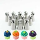 Taartdecoratiespuitmond voor het decoreren van taarten en muffins met crème Bolvormige kop met uitsparingen Hoogte 6 cm en diameter 3 cm Roestvrij 7