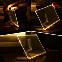 Tablă de desen acrilică iluminată cu LED 20x30 cm USB tablă șteargă pentru copii cu suport pentru birou și 7 markere colorate pe bază de apă 3