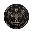 Tabla de péndulo de madera de 15 cm Tabla adivinatoria con motivo de polilla y luna Herramienta esotérica para la adivinación con péndulo Decoración 1