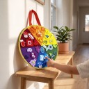 Tablă Montessori din fetru, formă de cerc, 34 cm, pentru sortarea culorilor cu animale, litere și cifre, cu velcro, jucărie pentru copii de la 3 ani 4