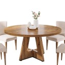 Table à manger ronde pour 4 personnes Montage facile Diamètre 120 cm Hauteur 75 cm Plateau en MDF Pied en croix Pour la cuisine 9