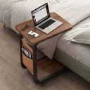 Table d'appoint 63 x 40 cm en forme de C avec sac de rangement latéral Table roulante pour ordinateur portable à côté du lit avec plateau inférieur et coins arrondis 11