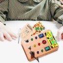 Tableau d'activités Montessori avec lumières LED Dino 13 x 9 x 2,8 cm Tableau sensoriel en bois avec interrupteurs et prise Jouet éducatif 3