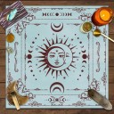 Tablecloth with Tarot Motifs 75 x 75 cm Blue Decorative Tablecloth for Divination Altar Cloth Esoteric and Mystical Home Decoration 3