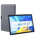 Tablet PRITOM Android 13 s 10,1" HD displejem 4 GB RAM 64 GB paměti čtyřjádrový procesor podpora 3G hovorů dvojitý fotoaparát šedý 1