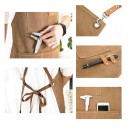 Tablier de cuisine en toile 78x68 cm Imperméable et résistant à l'huile avec poches à outils Tablier de barbecue unisexe tendance pour hommes et femmes 3