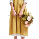 Tablier en coton et lin pour femmes avec poches 115x60 cm Tablier adorable avec dos croisé pour la cuisine, la pâtisserie, la peinture et le jardinage 5