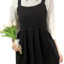 Tablier en coton et lin pour femmes avec poches 115x60 cm Tablier adorable avec dos croisé pour la cuisine, la pâtisserie, la peinture 1