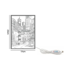 Tablou de perete LED 23 x 17 cm Oraș nocturn Decorațiune luminoasă 3 moduri de iluminare Accesoriu modern pentru casă Tablou iluminat interior 4