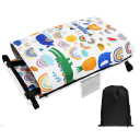 Tabuleiro de viagem infantil para avião 79 x 44 cm Organizador dobrável para mesa Tecido Oxford Branco com padrão arco-íris Brincar e comer durante a viagem 2