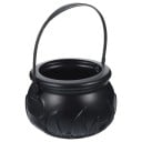 Tacho preto de plástico Dóza para rebuçados em forma de caldeirão de bruxa Decoração de Halloween Caldeirão resistente para doces Balde de Halloween 1