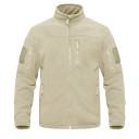 Tactische outdoor fleecejas voor heren met meerdere ritszakken, hoge kraag, winddichte wandelkleding 7