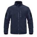 Tactische outdoor fleecejas voor heren met meerdere ritszakken, hoge kraag, winddichte wandelkleding 5