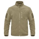 Tactische outdoor fleecejas voor heren met meerdere ritszakken, hoge kraag, winddichte wandelkleding 10