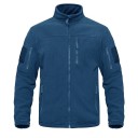 Tactische outdoor fleecejas voor heren met meerdere ritszakken, hoge kraag, winddichte wandelkleding 12